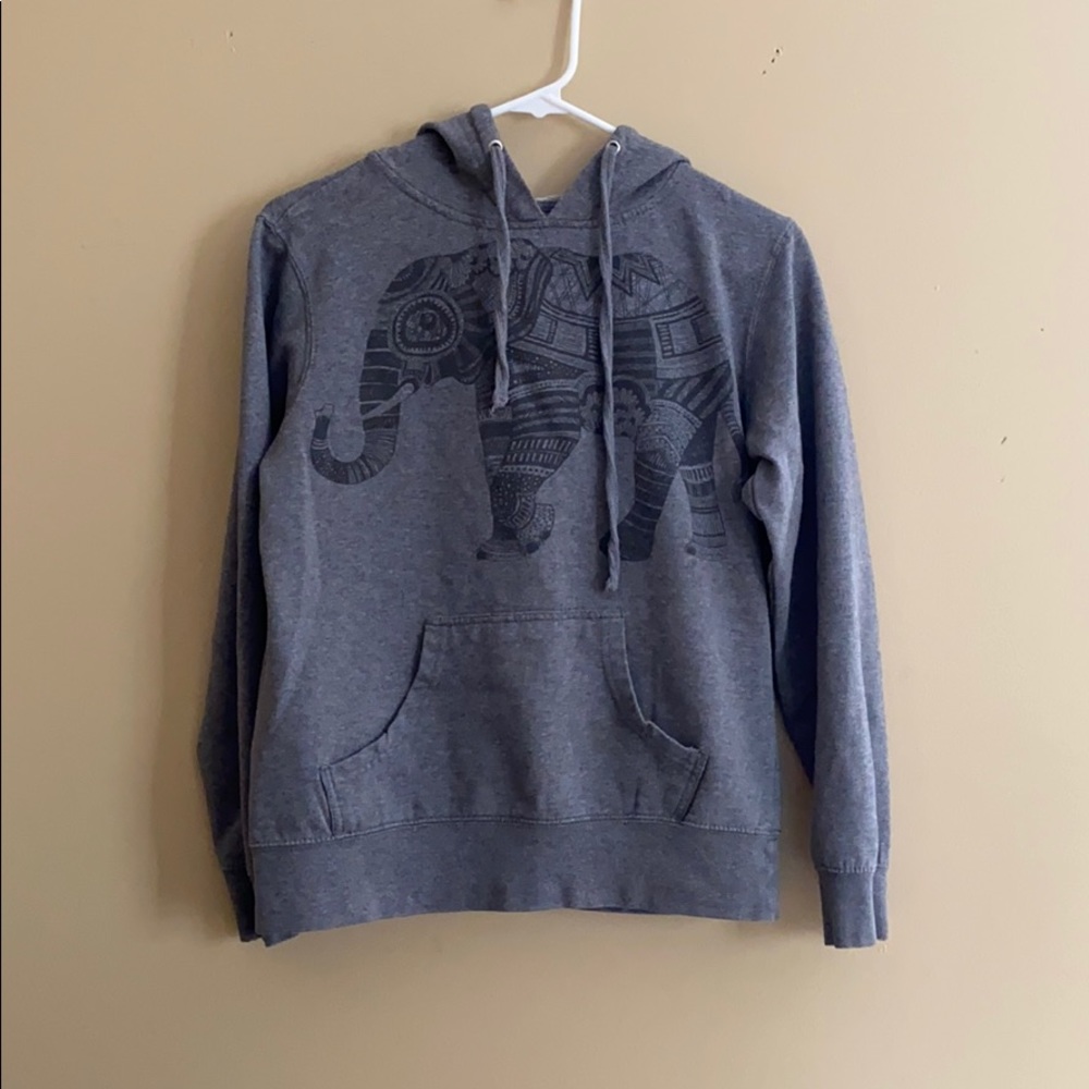 Gray patterned elephant hoodie